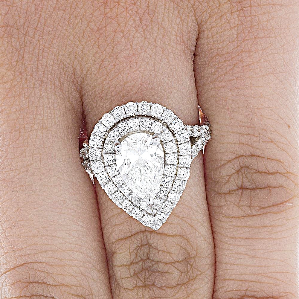 Pear Shape Double Halo Ring